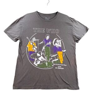 The Who North American Tour Live In Concert Graphic Tee Cotton XL Gray Rock Band